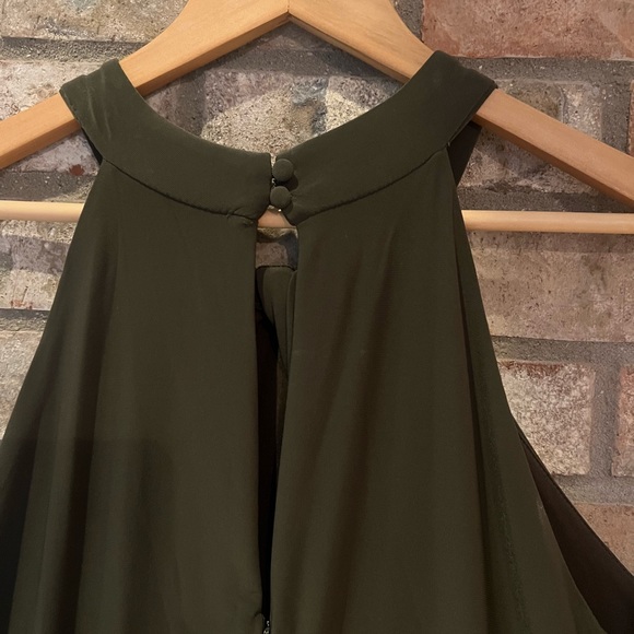 NWT Nina Leonard Wide-Leg Halter Jumpsuit—Dark Olive. - Picture 4 of 7